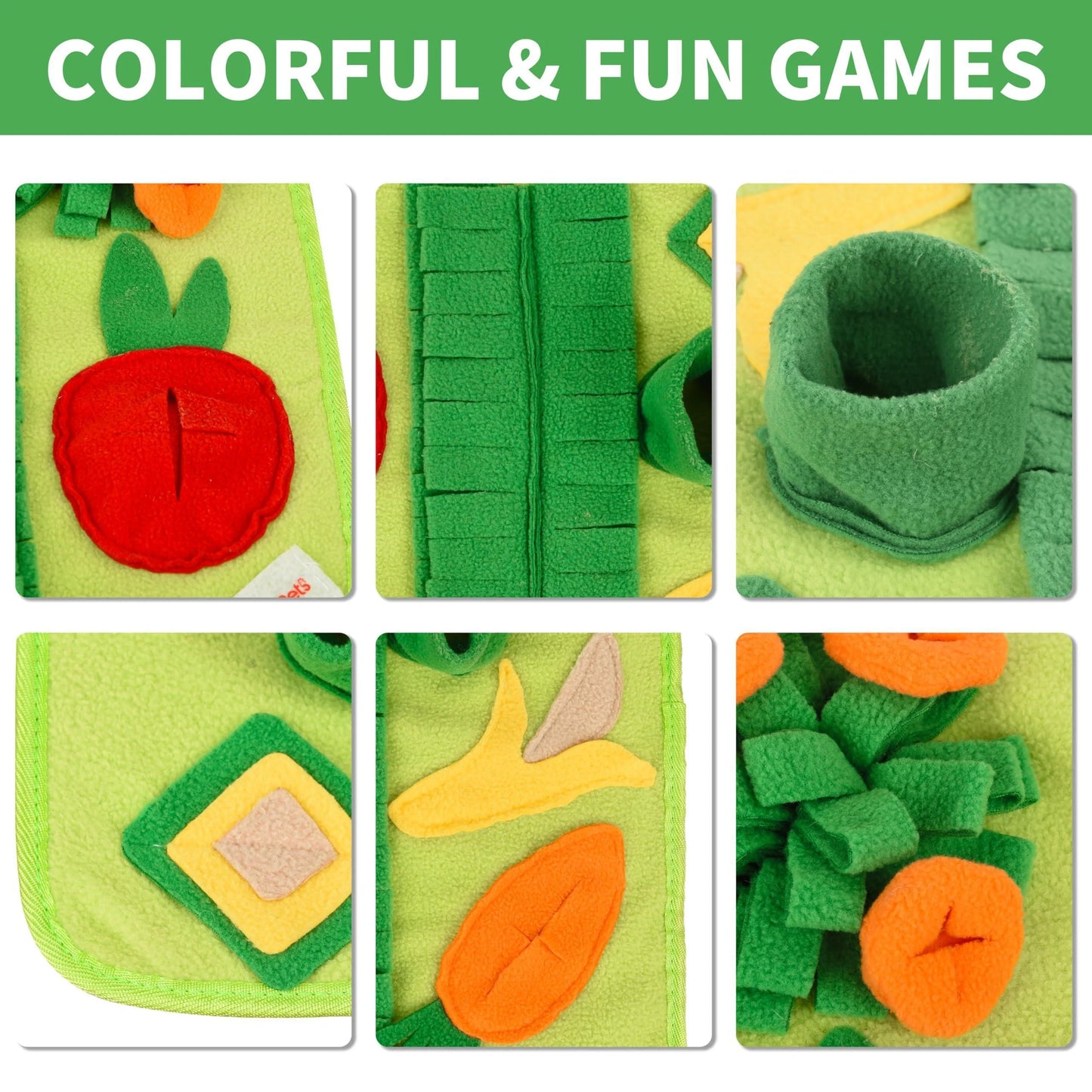 Snuffle Mat for Small Dogs Cats 19X19 Inch Soft Foraging Mat for Rabbits Washable anti Slip Perfect for Bunnies Guinea Pigs & Hamsters Sniff Puzzle Toy for Puppies (Medium)